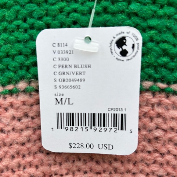 NWT Free People Mantra Cardi Cardigan Fern Green Pink Blush M/L - Picture 6 of 16